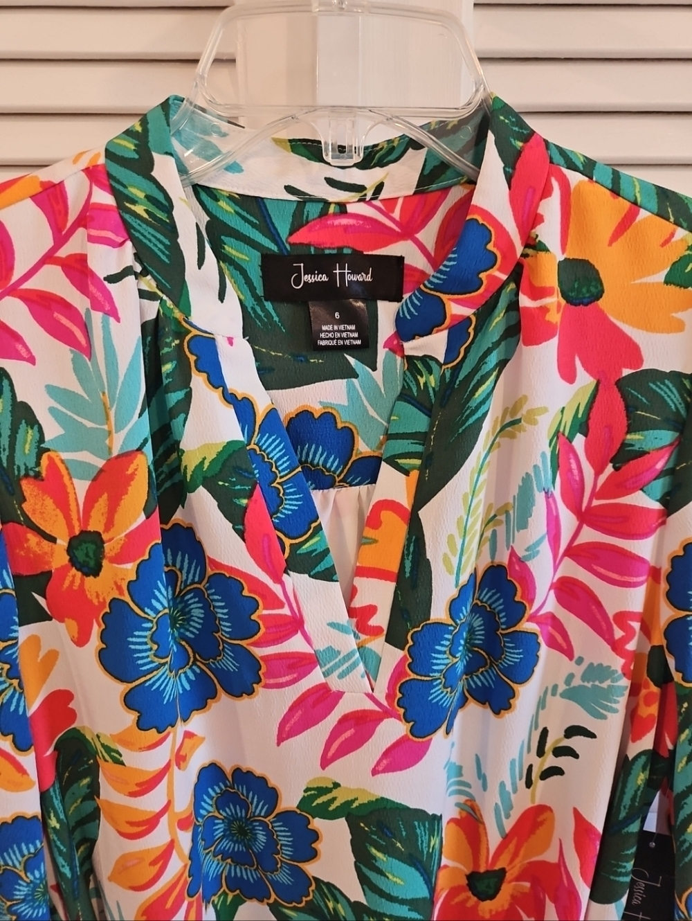 NWT Jessica Howard Dress 6 Floral Tropical Destination Resort Lined Pockets - Picture 2 of 11